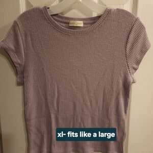 Madewell Ribbed Short Sleeve Top in Lavender Size Xl
